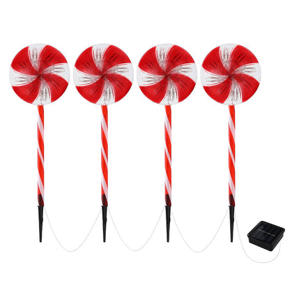 4 PCS Christmas Lights Path Ground Light Garden Decoration 112 LED Jingle Jollys XMAS-PATH-LOLLIPOP-GD-74CM-6PC