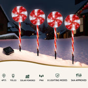 4 PCS Christmas Lights Path Ground Light Garden Decoration 112 LED Jingle Jollys XMAS-PATH-LOLLIPOP-GD-74CM-6PC