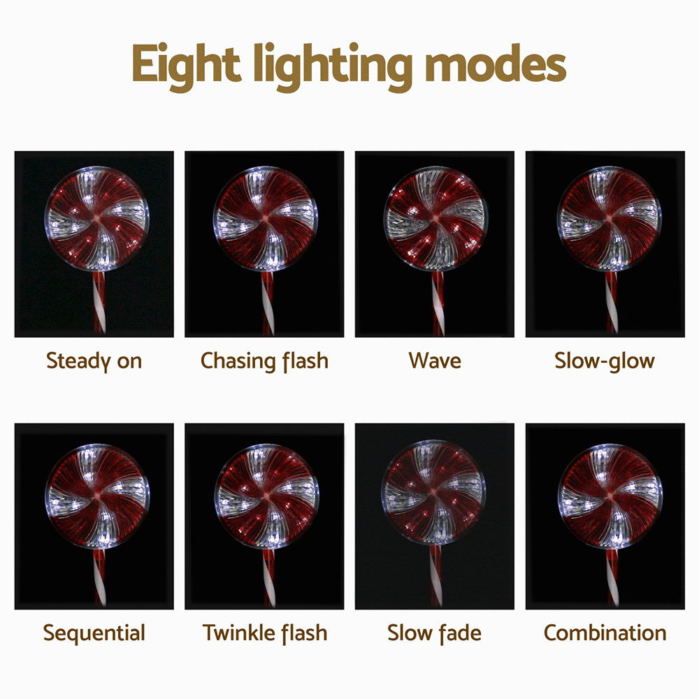 4 PCS Christmas Lights Path Ground Light Garden Decoration 112 LED Jingle Jollys XMAS-PATH-LOLLIPOP-GD-74CM-6PC