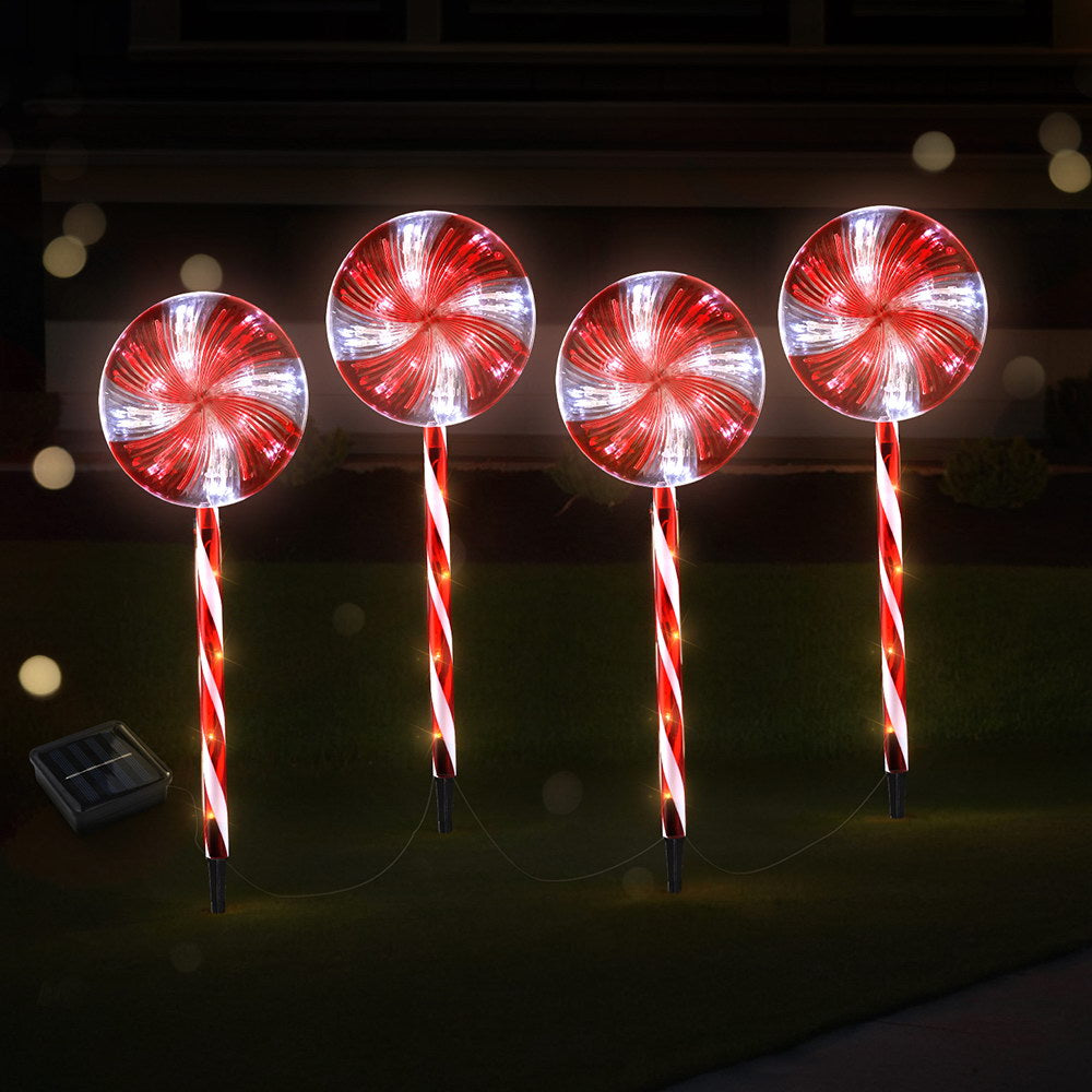 4 PCS Christmas Lights Path Ground Light Garden Decoration 112 LED Jingle Jollys XMAS-PATH-LOLLIPOP-GD-74CM-6PC