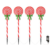 4 PCS Christmas Lights Path Ground Light Garden Decorations 68 LED Jingle Jollys XMAS-PATH-LOLLIPOP-RD-74CM-6PC