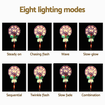 4 PCS Christmas Lights Path Ground Light Garden Decorations 68 LED Jingle Jollys XMAS-PATH-LOLLIPOP-RD-74CM-6PC