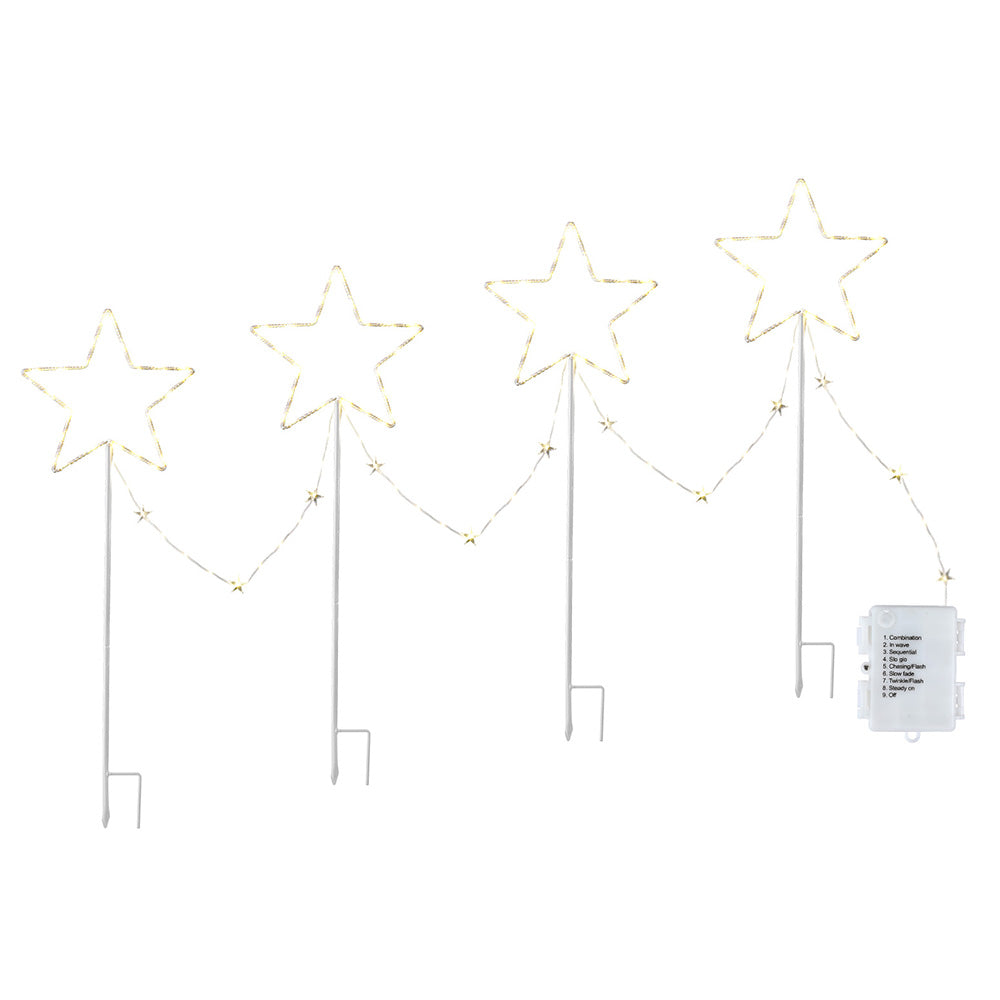Jingle Jollys 4 PCS Christmas Lights Path Ground Light Garden Decorations 144 LED XMAS-PATH-STAR-WM-4PC