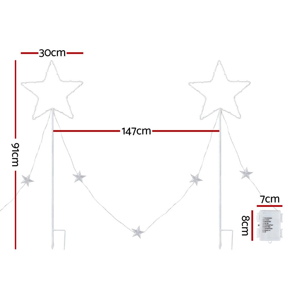 Jingle Jollys 4 PCS Christmas Lights Path Ground Light Garden Decorations 144 LED XMAS-PATH-STAR-WM-4PC