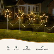 Jingle Jollys 4 PCS Christmas Lights Path Ground Light Garden Decorations 144 LED XMAS-PATH-STAR-WM-4PC