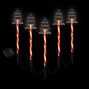 25 LED 5 PCS Christmas Lights Path Ground Light Garden Decorations Jingle Jollys XMAS-PATH-TREE-RD-54CM-6PC