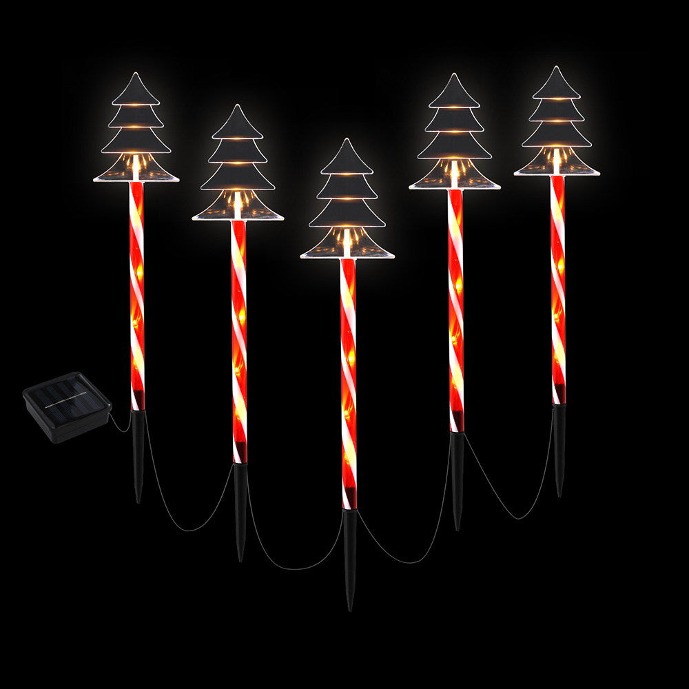 25 LED 5 PCS Christmas Lights Path Ground Light Garden Decorations Jingle Jollys XMAS-PATH-TREE-RD-54CM-6PC