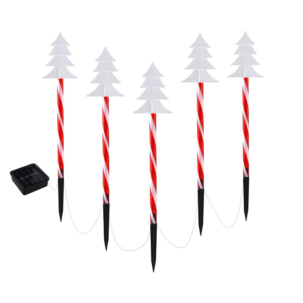25 LED 5 PCS Christmas Lights Path Ground Light Garden Decorations Jingle Jollys XMAS-PATH-TREE-RD-54CM-6PC