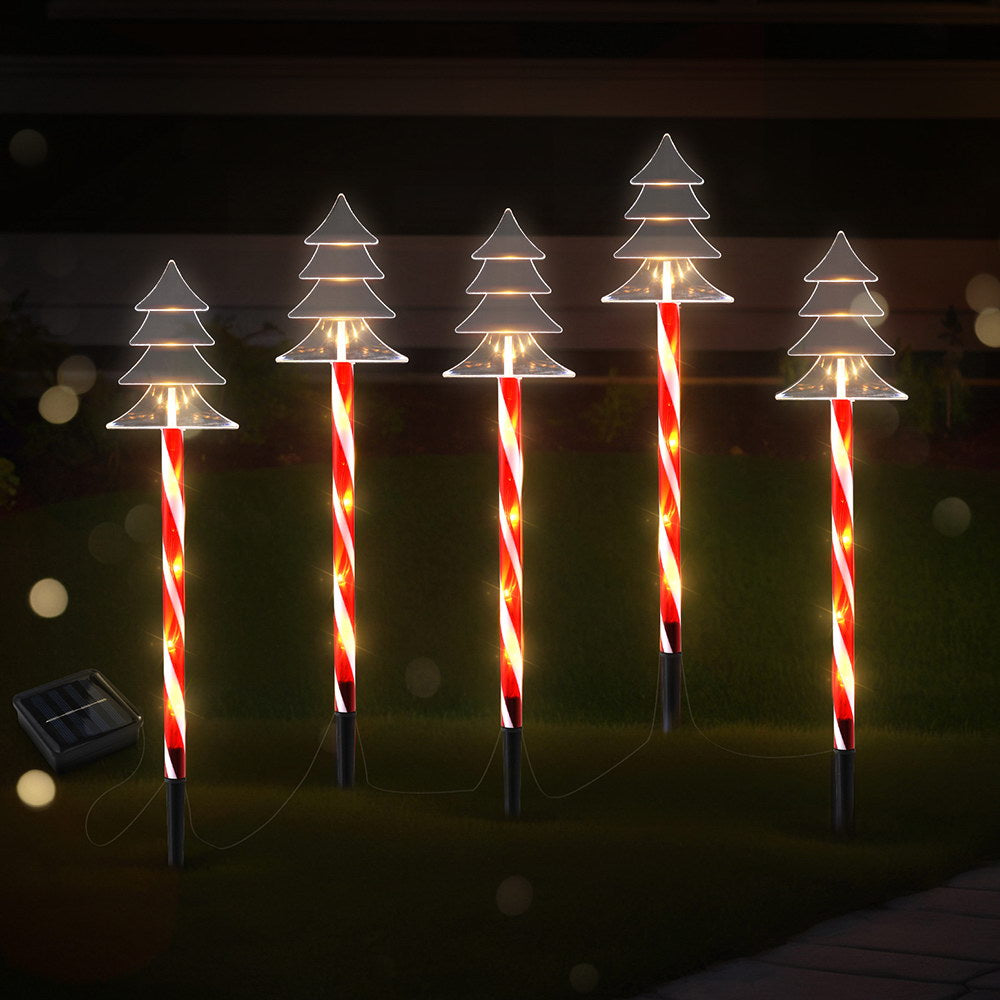 25 LED 5 PCS Christmas Lights Path Ground Light Garden Decorations Jingle Jollys XMAS-PATH-TREE-RD-54CM-6PC