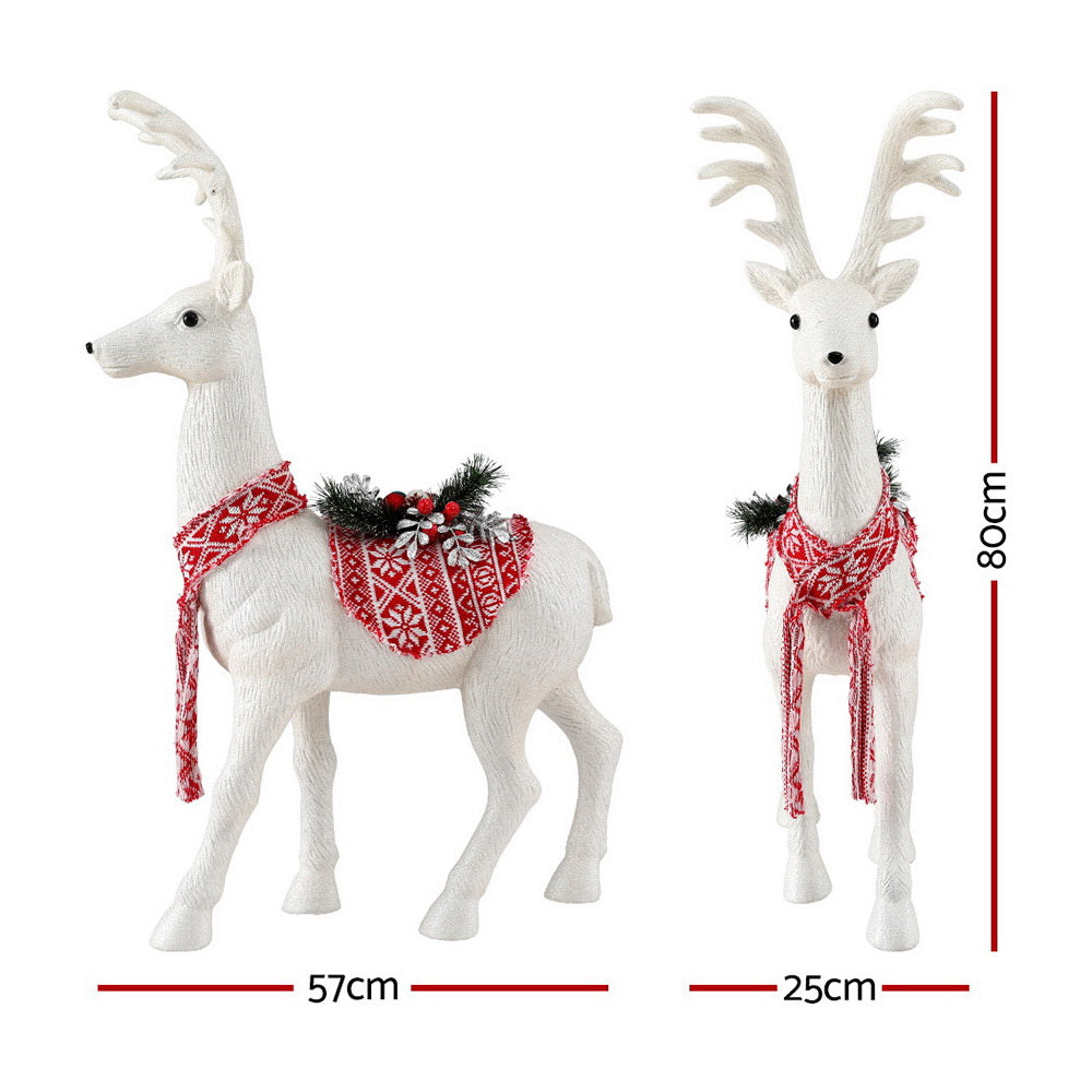 Jingle Jollys Christmas Reindeer 80cm Glitter Deer Ornaments Party Decorations XMAS-REINDEER-L-WH