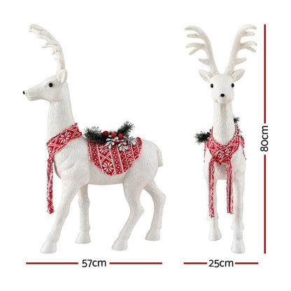 Jingle Jollys Christmas Reindeer 80cm Glitter Deer Ornaments Party Decorations XMAS-REINDEER-L-WH