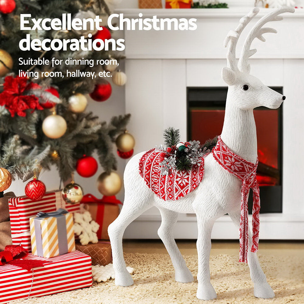 Jingle Jollys Christmas Reindeer 80cm Glitter Deer Ornaments Party Decorations XMAS-REINDEER-L-WH