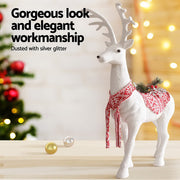 Jingle Jollys Christmas Reindeer 80cm Glitter Deer Ornaments Party Decorations XMAS-REINDEER-L-WH