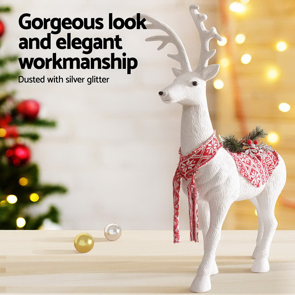Jingle Jollys Christmas Reindeer 80cm Glitter Deer Ornaments Party Decorations XMAS-REINDEER-L-WH