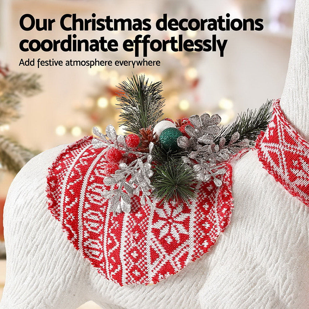 Jingle Jollys Christmas Reindeer 80cm Glitter Deer Ornaments Party Decorations XMAS-REINDEER-L-WH