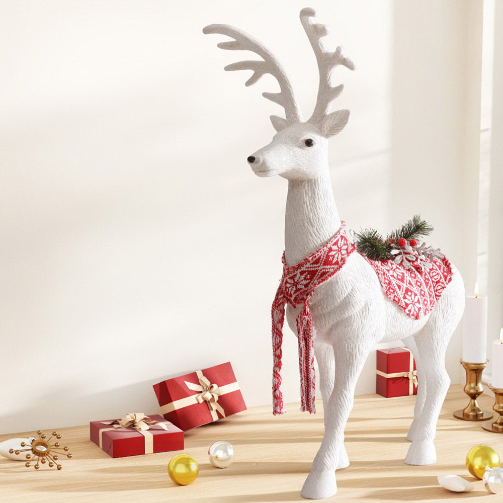 Jingle Jollys Christmas Reindeer 80cm Glitter Deer Ornaments Party Decorations XMAS-REINDEER-L-WH