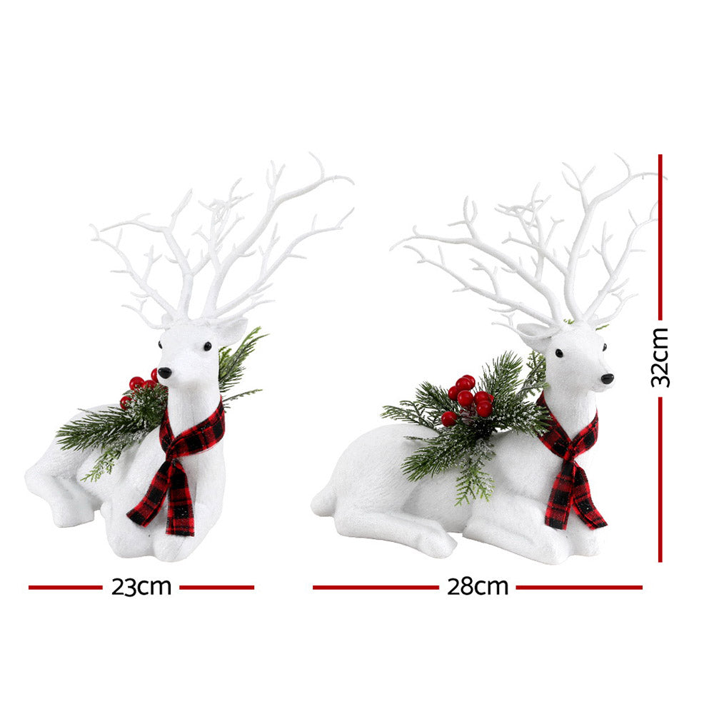 Jingle Jollys Christmas Reindeer 32cm Glitter Deer Ornaments Party Decorations XMAS-REINDEER-LY-S-WH