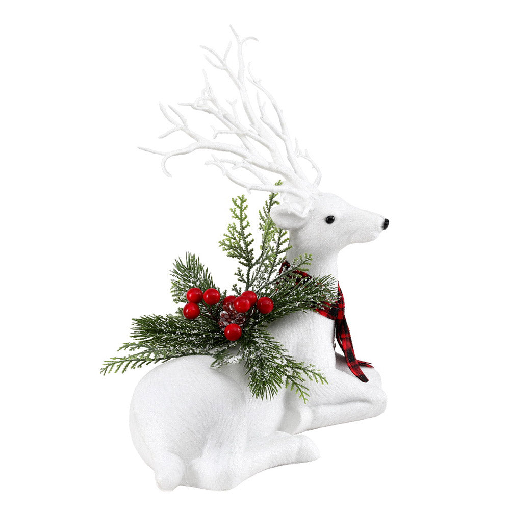 Jingle Jollys Christmas Reindeer 32cm Glitter Deer Ornaments Party Decorations XMAS-REINDEER-LY-S-WH