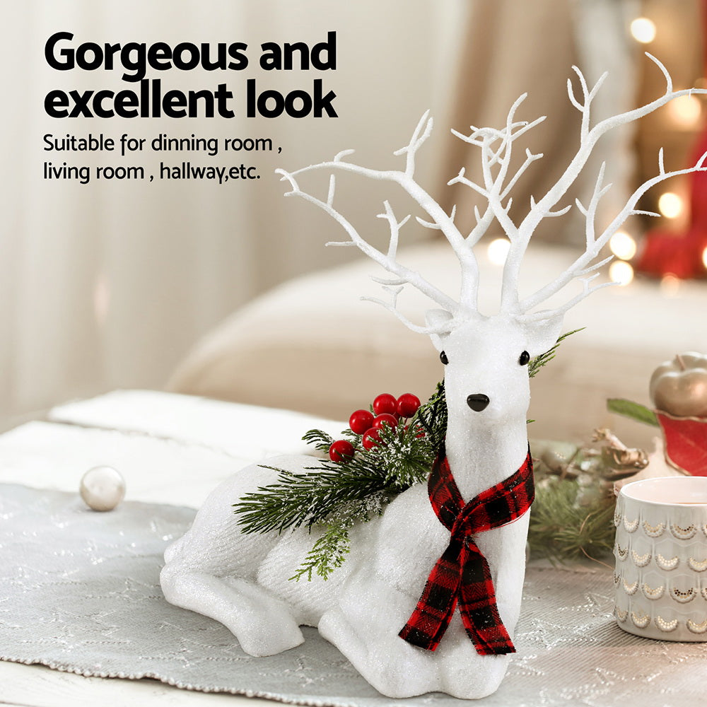 Jingle Jollys Christmas Reindeer 32cm Glitter Deer Ornaments Party Decorations XMAS-REINDEER-LY-S-WH