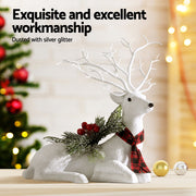 Jingle Jollys Christmas Reindeer 32cm Glitter Deer Ornaments Party Decorations XMAS-REINDEER-LY-S-WH