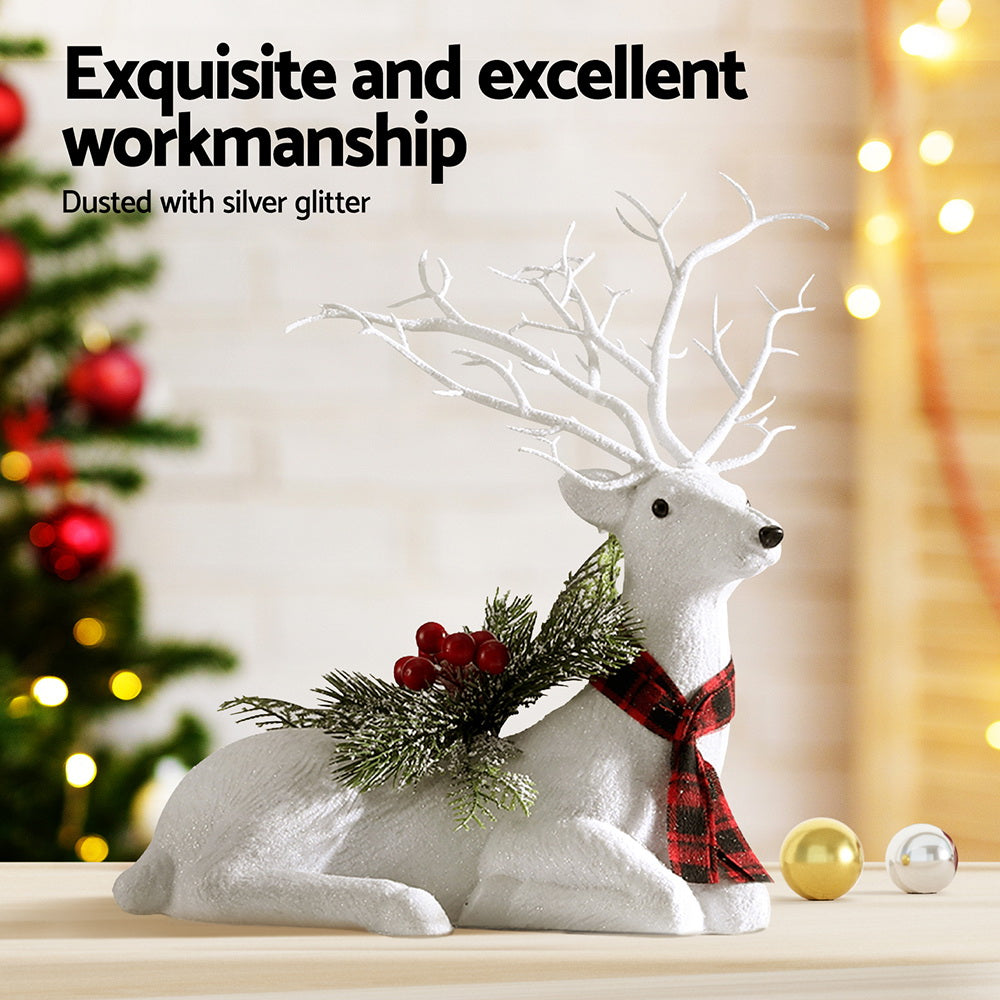 Jingle Jollys Christmas Reindeer 32cm Glitter Deer Ornaments Party Decorations XMAS-REINDEER-LY-S-WH