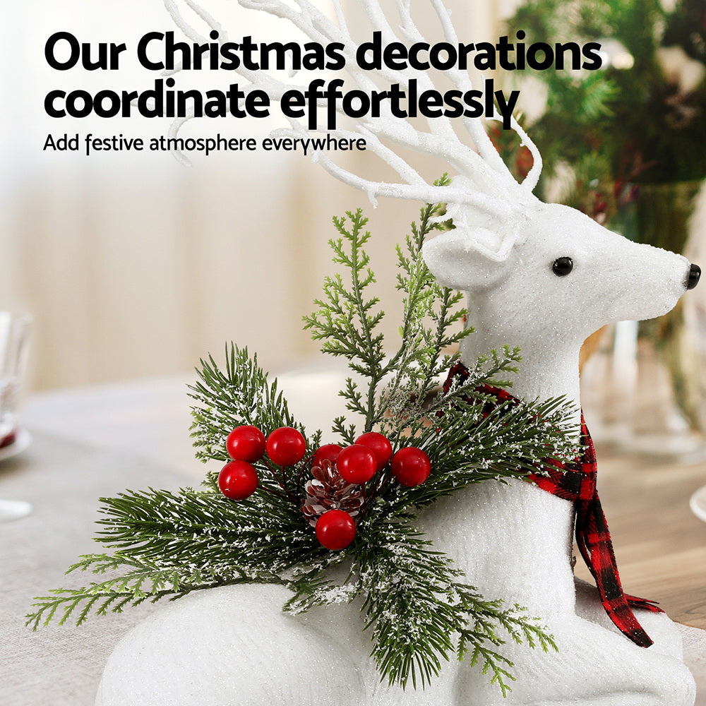 Jingle Jollys Christmas Reindeer 32cm Glitter Deer Ornaments Party Decorations XMAS-REINDEER-LY-S-WH
