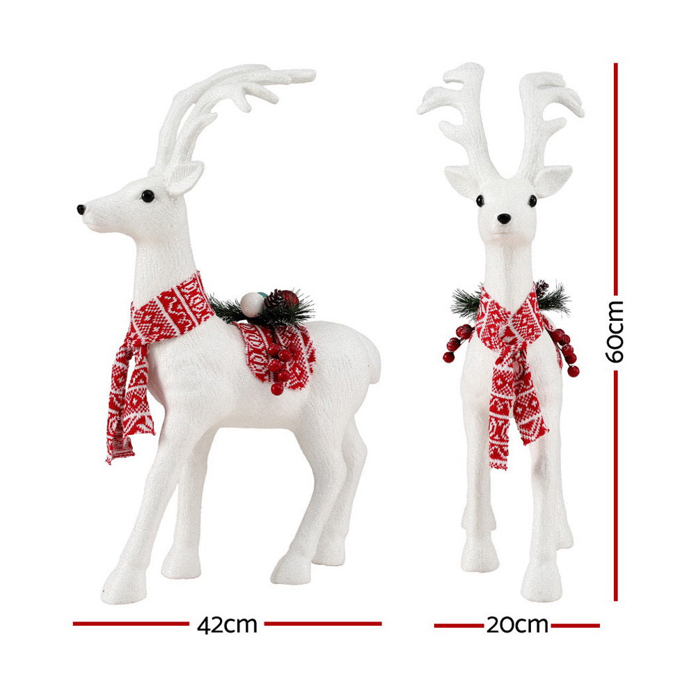Jingle Jollys Christmas Reindeer 60cm Glitter Deer Ornaments Party Decorations XMAS-REINDEER-M-WH