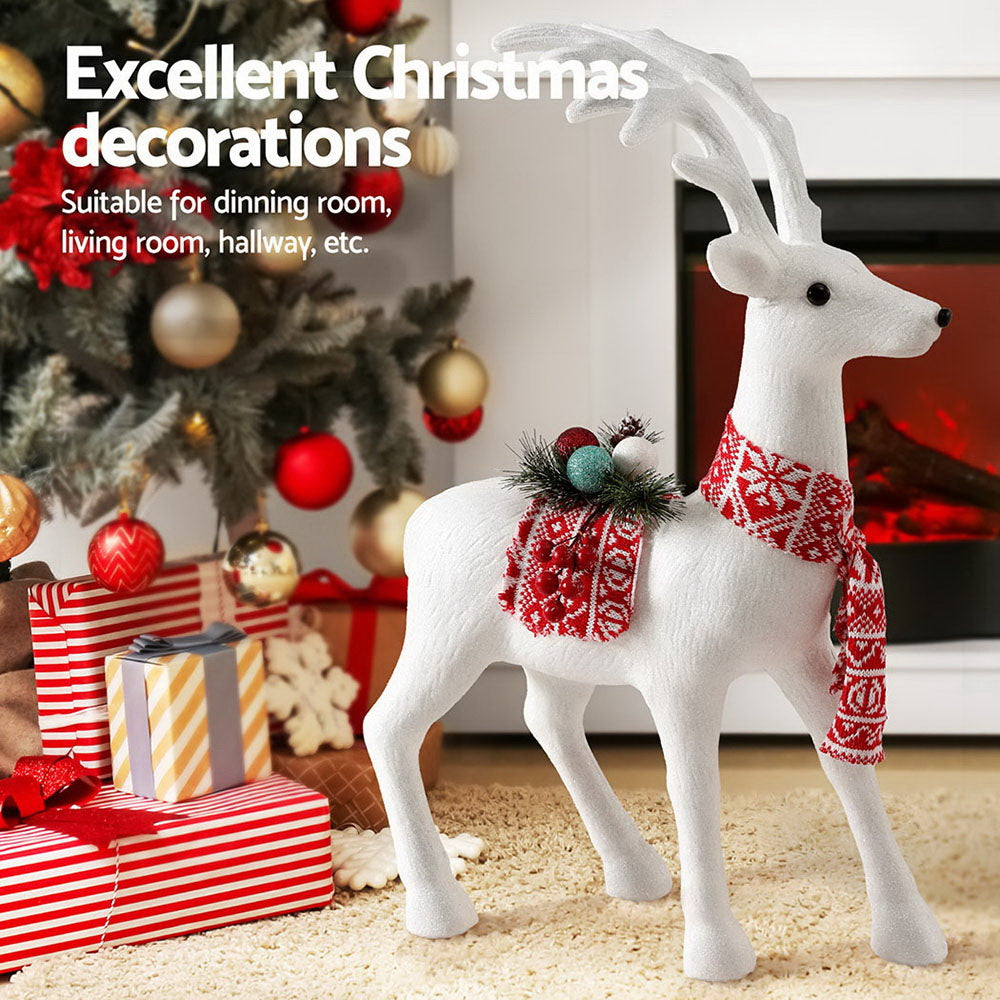 Jingle Jollys Christmas Reindeer 60cm Glitter Deer Ornaments Party Decorations XMAS-REINDEER-M-WH