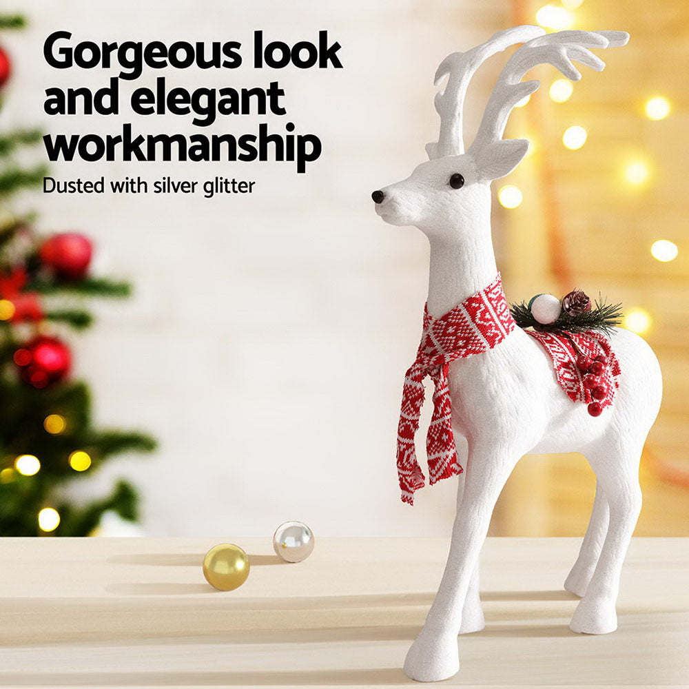 Jingle Jollys Christmas Reindeer 60cm Glitter Deer Ornaments Party Decorations XMAS-REINDEER-M-WH