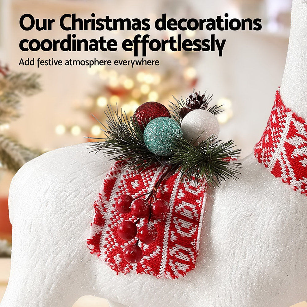 Jingle Jollys Christmas Reindeer 60cm Glitter Deer Ornaments Party Decorations XMAS-REINDEER-M-WH