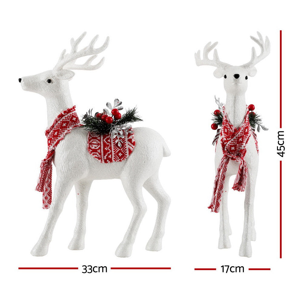 Jingle Jollys Christmas Reindeer 45cm Glitter Deer Ornaments Party Decorations XMAS-REINDEER-S-WH