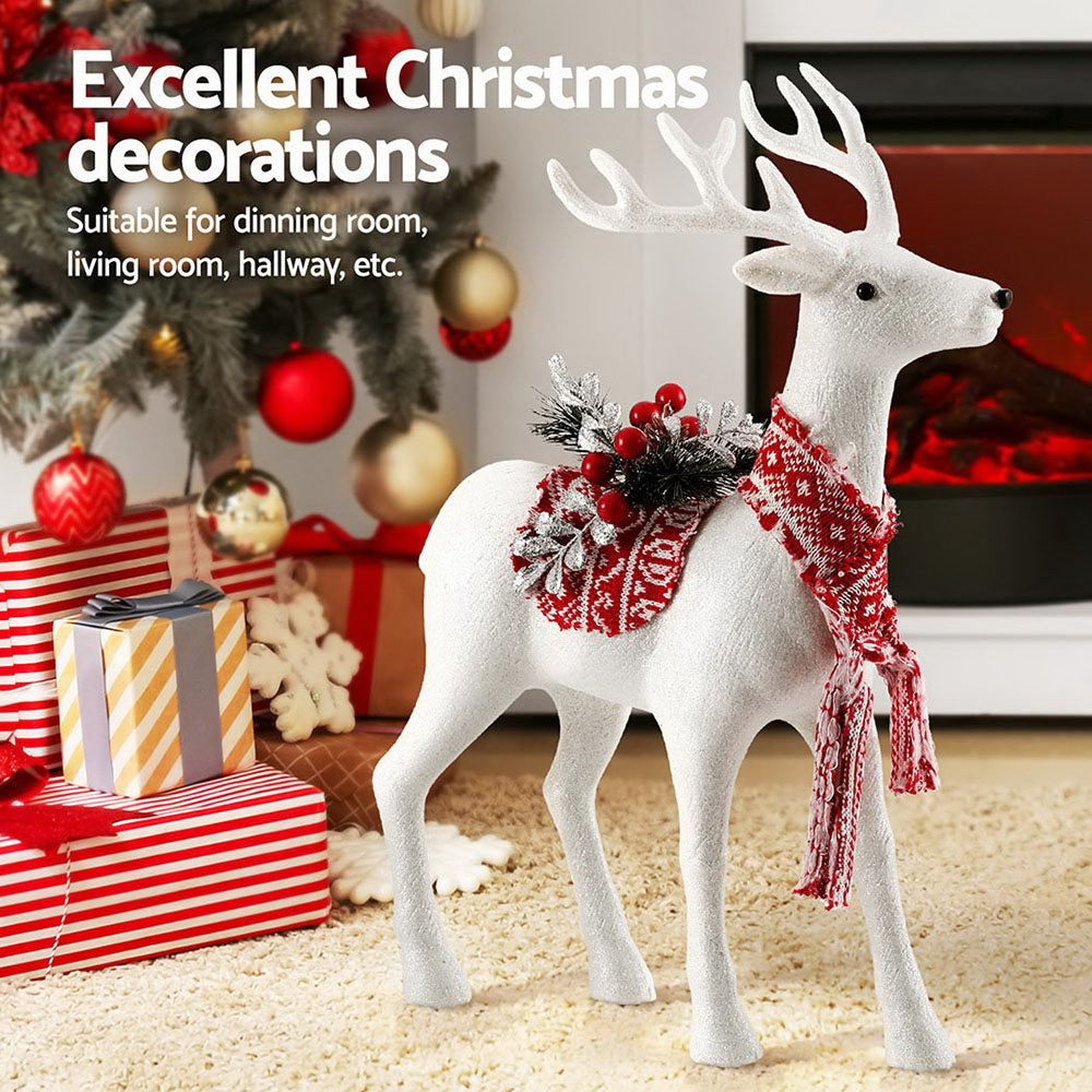 Jingle Jollys Christmas Reindeer 45cm Glitter Deer Ornaments Party Decorations XMAS-REINDEER-S-WH
