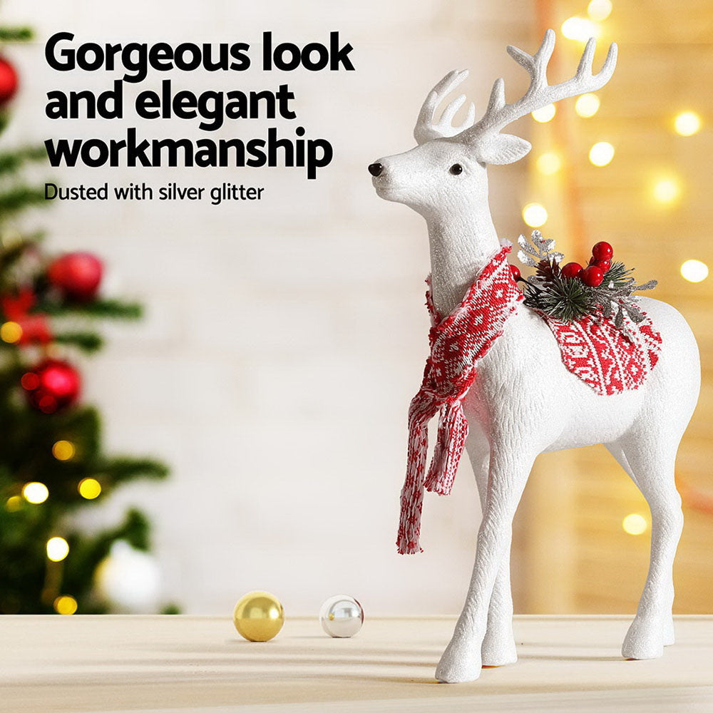 Jingle Jollys Christmas Reindeer 45cm Glitter Deer Ornaments Party Decorations XMAS-REINDEER-S-WH
