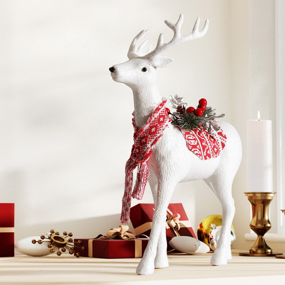 Jingle Jollys Christmas Reindeer 45cm Glitter Deer Ornaments Party Decorations XMAS-REINDEER-S-WH