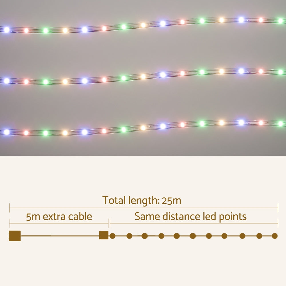 20M Christmas Lights String Rope Light Decorations 600 LED Colorful Jingle Jollys XMAS-ROPE-20M-600LED-MC