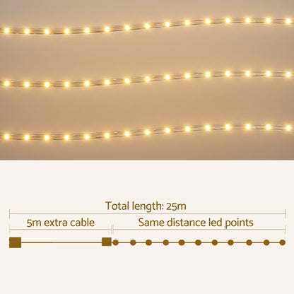 20M Christmas Lights String Rope Light Decorations 600 LED Warm Jingle Jollys XMAS-ROPE-20M-600LED-WM