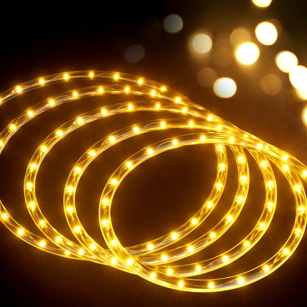 20M Christmas Lights String Rope Light Decorations 600 LED Warm Jingle Jollys XMAS-ROPE-20M-600LED-WM