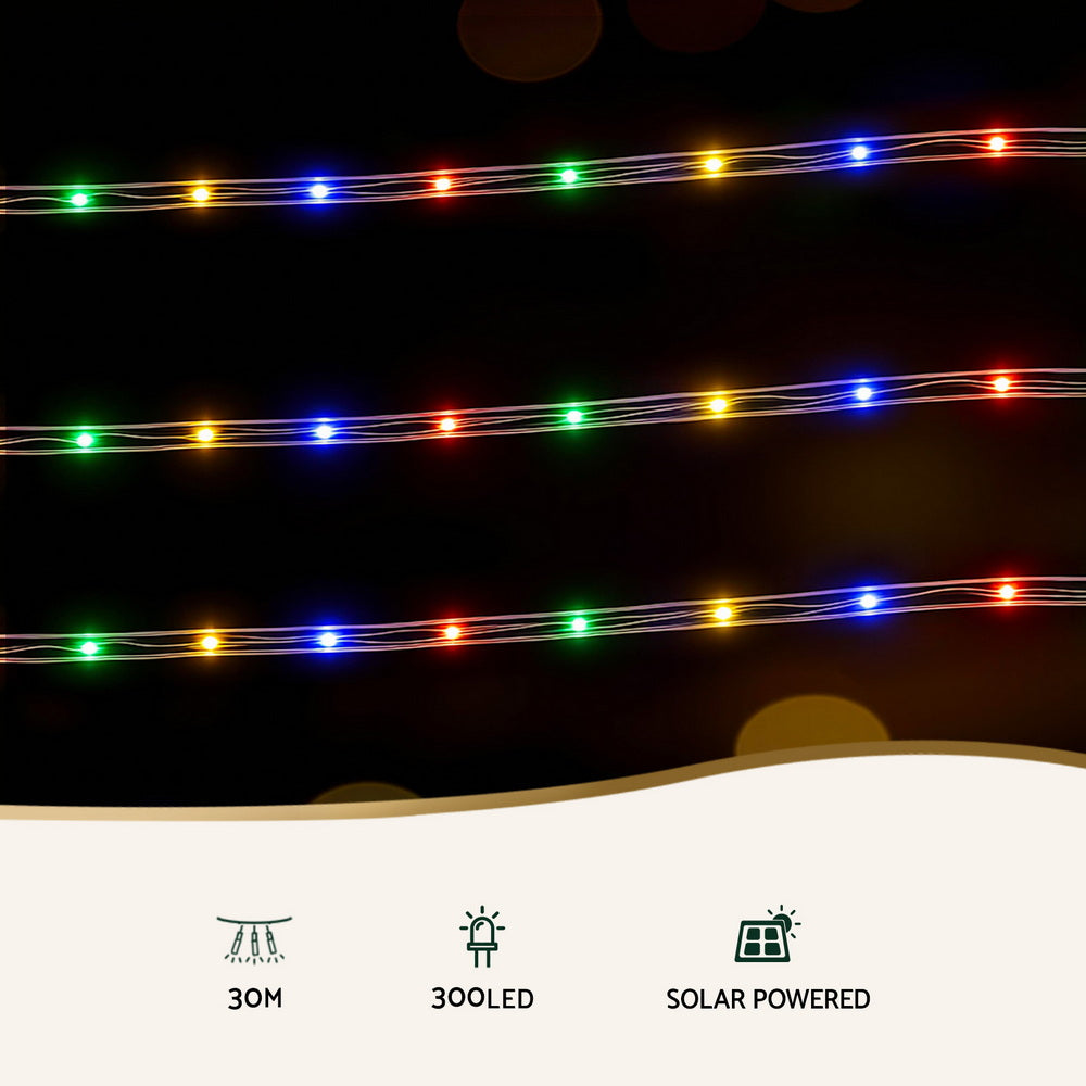 Jingle Jollys 30M Christmas Lights String Rope Light Decoration 300 LED Colorful XMAS-ROPE-32M-300LED-MC
