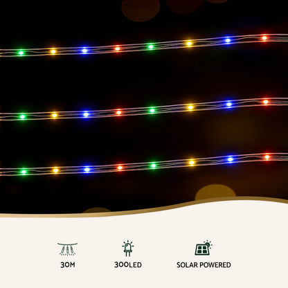 Jingle Jollys 30M Christmas Lights String Rope Light Decoration 300 LED Colorful XMAS-ROPE-32M-300LED-MC