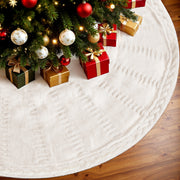 Jingle Jollys Christmas Tree Skirt 90cm Knitted Fabric Xmas Ornament Decor Beige XMAS-SKIRT-KNIT-BG-90