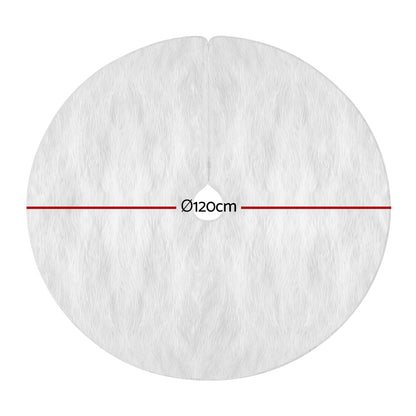 Jingle Jollys Christmas Tree Skirt 120cm Plush Xmas Fluffy Ornaments Decor White XMAS-SKIRT-PLUSH-WH-120