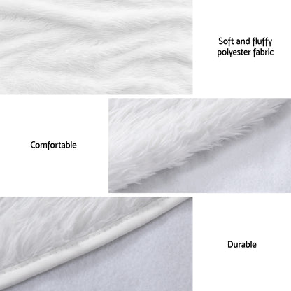 Jingle Jollys Christmas Tree Skirt 90cm Plush Xmas Fluffy Ornaments Decor White XMAS-SKIRT-PLUSH-WH-90