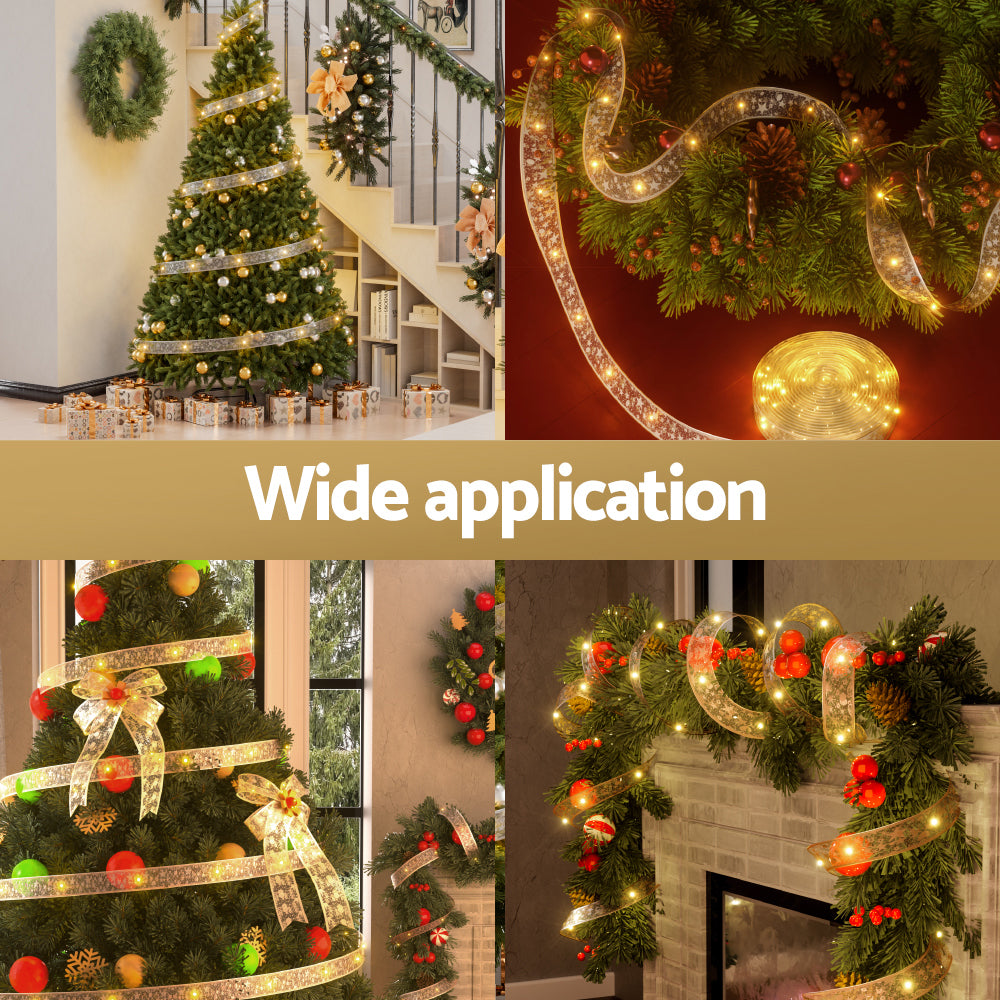 20M Christmas Lights Ribbon Fairy Light 200 LED Warm Jingle Jollys XMAS-ST200-20M-WM
