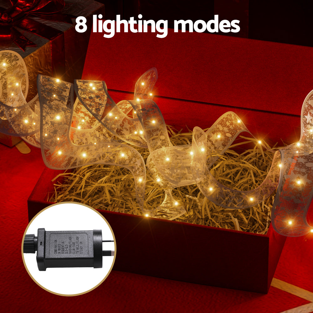 20M Christmas Lights Ribbon Fairy Light 200 LED Warm Jingle Jollys XMAS-ST200-20M-WM
