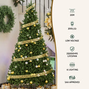 Jingle Jollys 20M Christmas Lights Fairy Ribbon Light 200 LED Xmas Decor Golden XMAS-ST200-20M-WM-GD