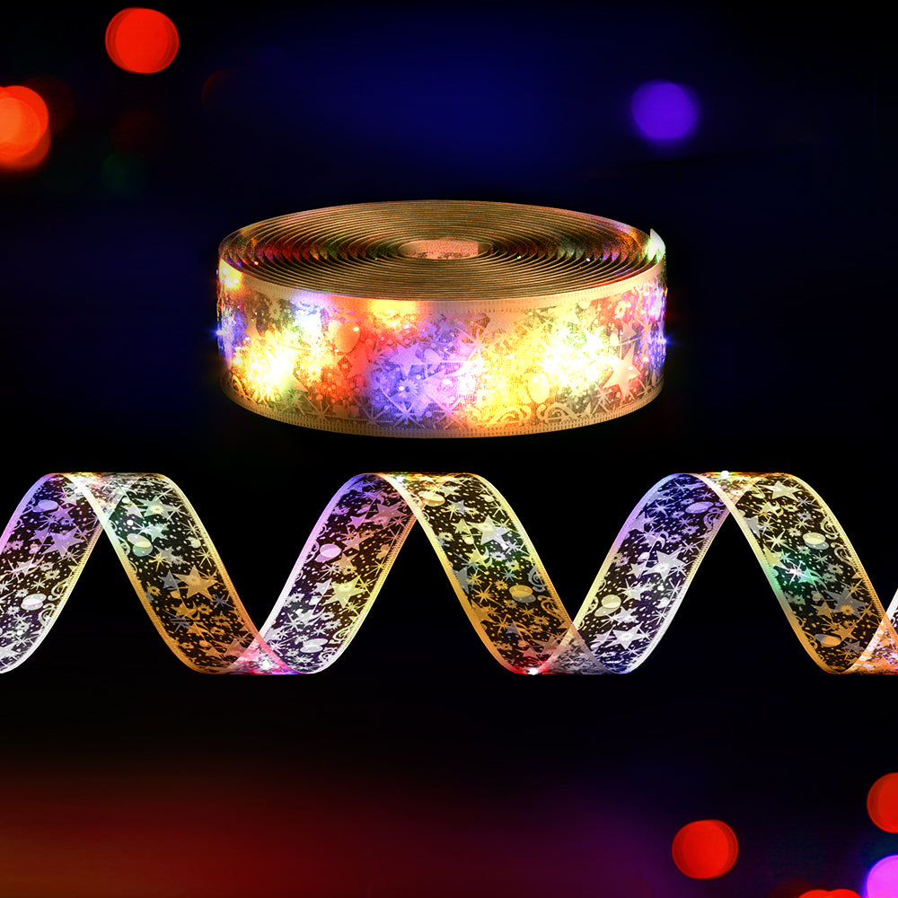 Jingle Jollys 20M Christmas Lights Fairy Ribbon Light 200 LED Xmas Decor Golden XMAS-ST200-20M-WM-GD