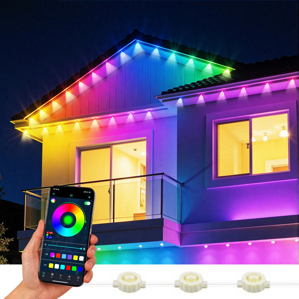 Jingle Jollys 15M Christmas Lights Permanent String Eaves Light 36 LED Decoration XMAS-ST36-16M-RGB