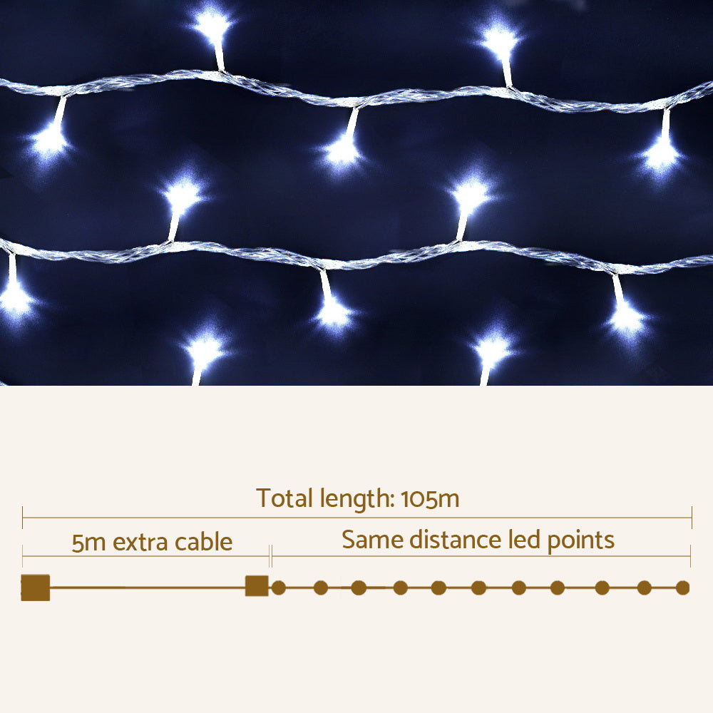 100M Christmas Lights String Fairy Light 500 LED Cool White Jingle Jollys XMAS-ST500-100M-WH