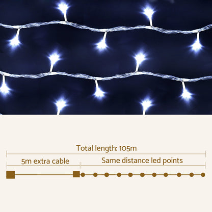 100M Christmas Lights String Fairy Light 500 LED Cool White Jingle Jollys XMAS-ST500-100M-WH