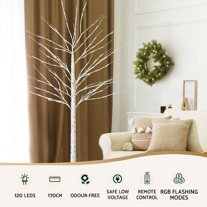 1.7M Christmas Tree 120 RGB LED Lights Jingle Jollys XMAS-TWIG-RGB-6FT-DIMMABLE
